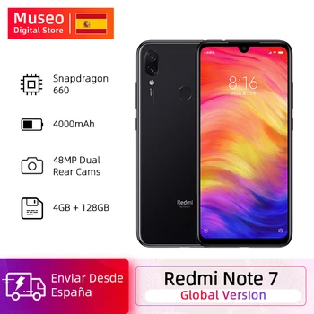 Перейти на Алиэкспресс и купить Глобальная версия Xiaomi Redmi Note 7 4 Гб 128 Гб Камера 48 МП Восьмиядерный процессор Snapdragon 660 6,3 дюйма FHD + мобильные телефоны QC4.0 4000 мАч
