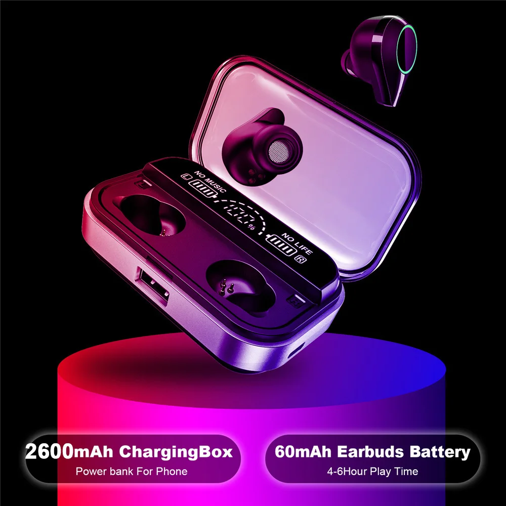 T10 TWS Bluetooth 5,0 гарнитура отпечатков пальцев сенсорный HD Стерео шумоподавление игровая гарнитура Беспроводная Bluetooth наушники со светодиодами