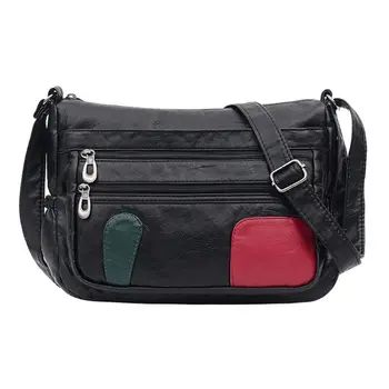 

Women Crossbody Bag Soft Washed Leather Shoulder Bag Female Messenger Handbag E5BC