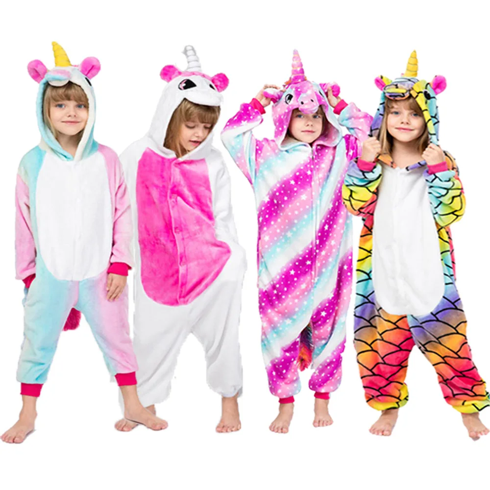 Зимняя стеганая Пижама для мальчиков; детские пижамы; Рождественская Детская Пижама с единорогом для девочек; Пижама с единорогом для детей 4-12 лет