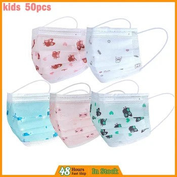 

50 Pcs unisex kids Disposable 3Layer Mouth Face mascarillas Breathable Masks children protectivemáscara breathable Maskers