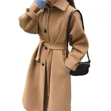 Wool Coat Women Fashion Single-Breasted Autumn Winter Coat Women Chaqueta Mujer Elegant Long Woolen Woman Coat Overcoat C5928