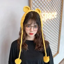 Nauszniki/зимние женские наушники, вязаный шерстяной вязаный комплект, Осенние теплые плюшевые наушники, милые INS Fashion orejeras de invierno sea3