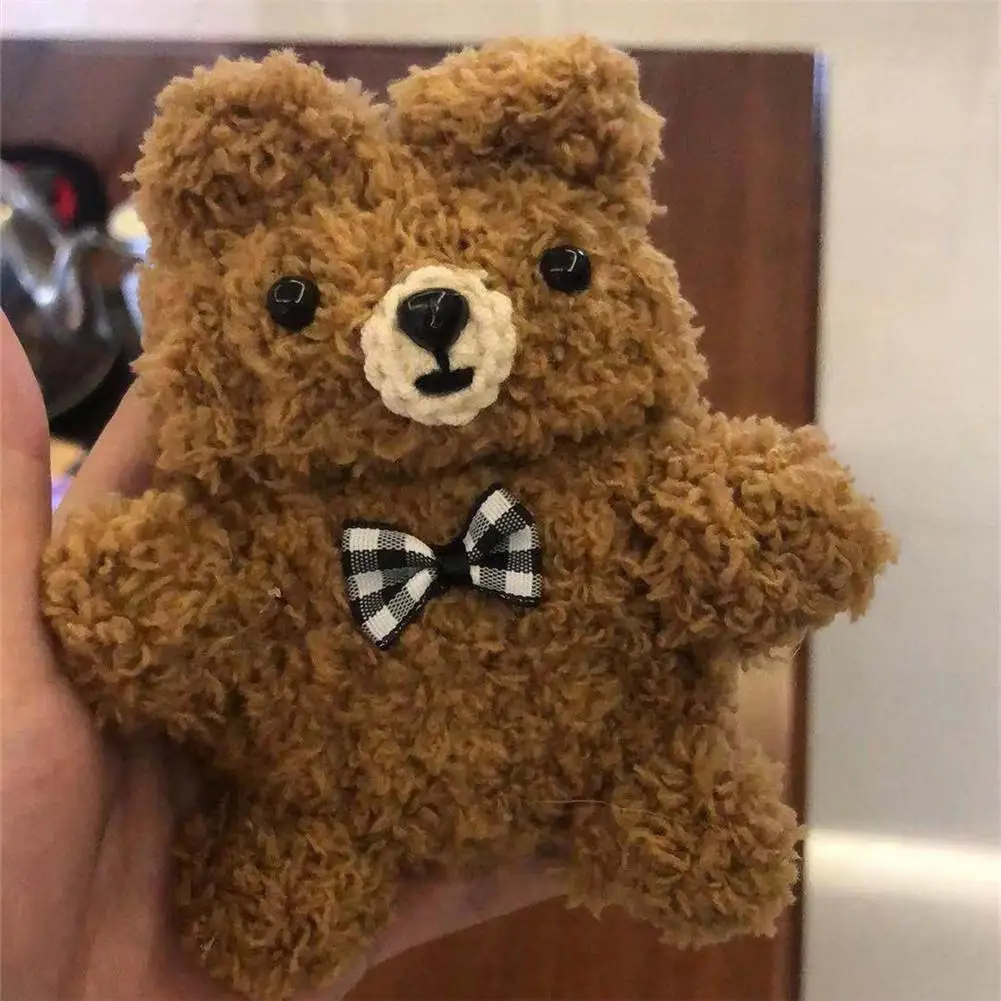 Plush Handmade Knit Bluetooth Cartoon Strap Bear Honey Girlfriends Headset Set For Airpods Earphone Protective Cover