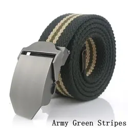 Men's Tactical Fashion Belt with Designer Buckle - 160cm (Army Green Stripes)