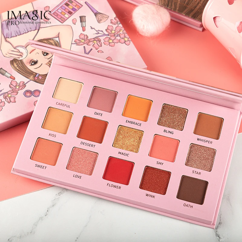 Тени для век imagic Palette Matte Shimmer 15 цветов Высокая пигментная блестящая пудра матовая палитра De Maquiagem для женской косметики