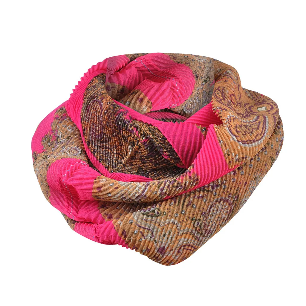 Розово-красный new autumn Winter Women Soft Chiffon Print Convertible Infinity Loop Scarf Scarves Outdoor Ski Climbing Scarf For women#930 - Цвет: Розово-красный