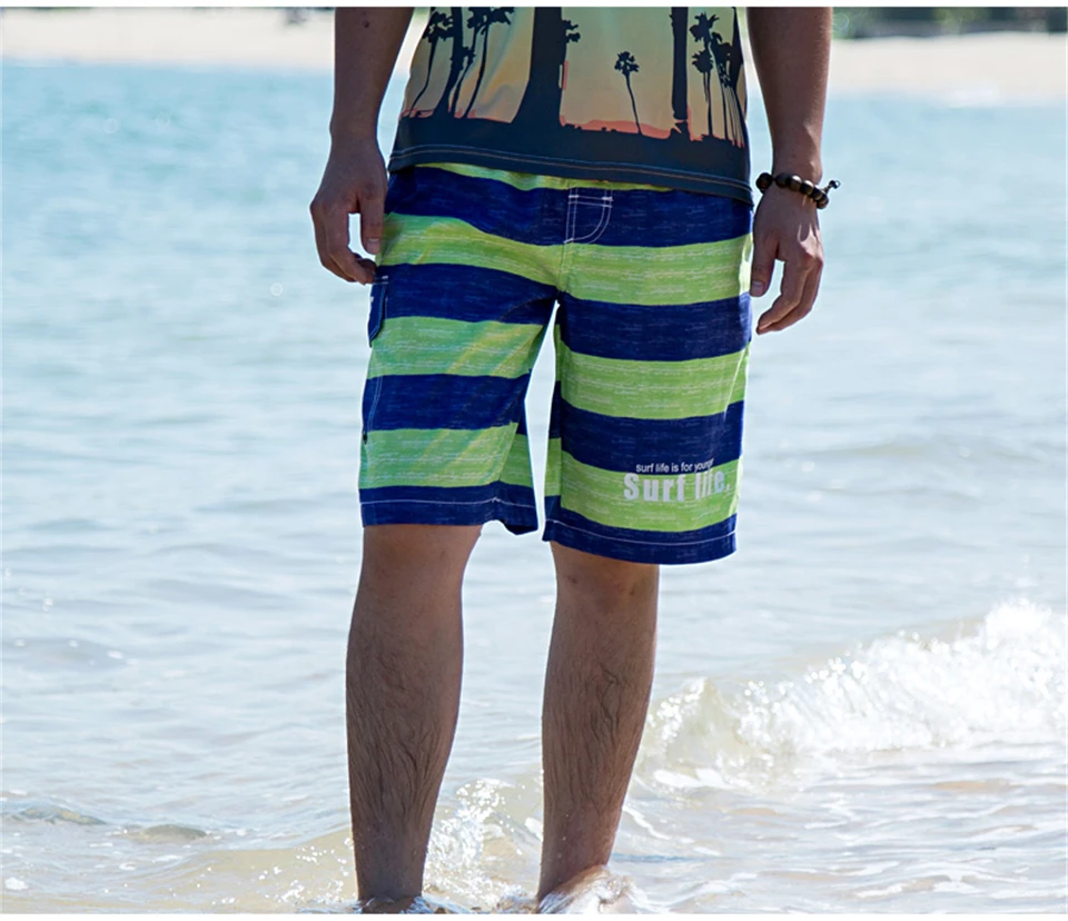 Calções masculinos com bolsos verão listrado joggers