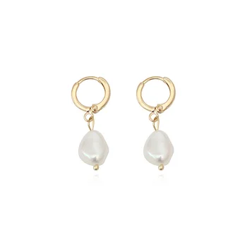 

2020 new tide earrings baroque natural freshwater pearl earrings fashion temperament personality earrings golden ladies gift