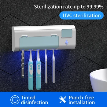 

UV Light Toothbrush Holder Smart Induction Sterilizer Box Toothbrush Cleaner Toothpaste Dispenser Wall Mount 1500mAh USB charge