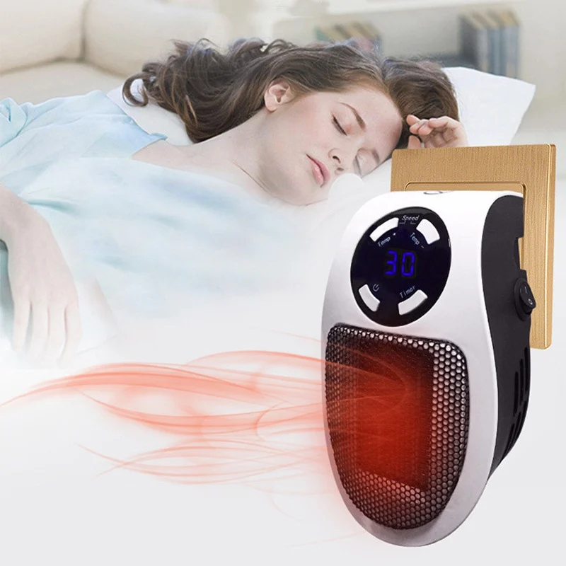 

Electric Wall Heater Mini Plug-in Warmer With Timer for Indoor Heating Any Place Adjustable Thermostat Overheat Protection
