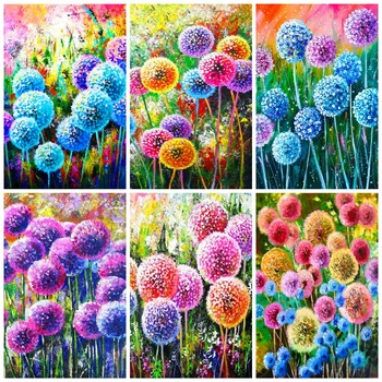

HUACAN Full Square Diamond Art Kits Flower Diamond Painting Embroidery Cross Stitch Dandelion 5D DIY Mosaic Decor For Home