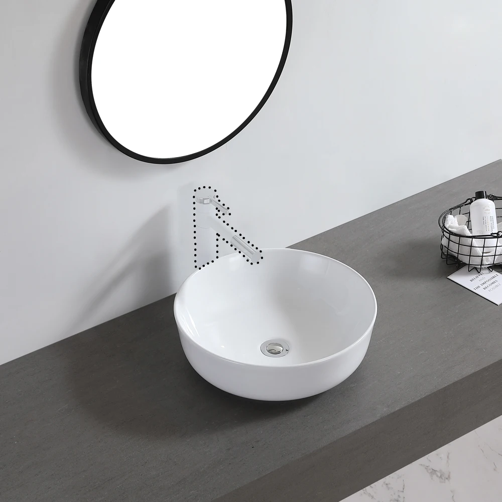 

42 x 42 x 15 cm Ceramic Basin Above Counter Basin Bowl Shape White US warehouse dropshipping