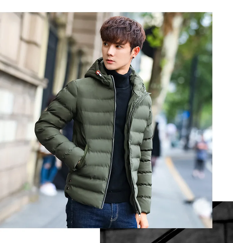 Winter MEN'S Cotton Clothes Korean-style Youth Casual Thick Slim Fit Cotton-padded Clothes Cotton-padded Jacket Coat Handsome Wi