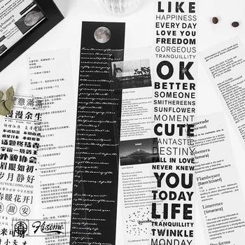 

Glossy PET Sticker Long-strip Tape 60mm Width 350mm Length Black & White Cool Wash Tape Decorative