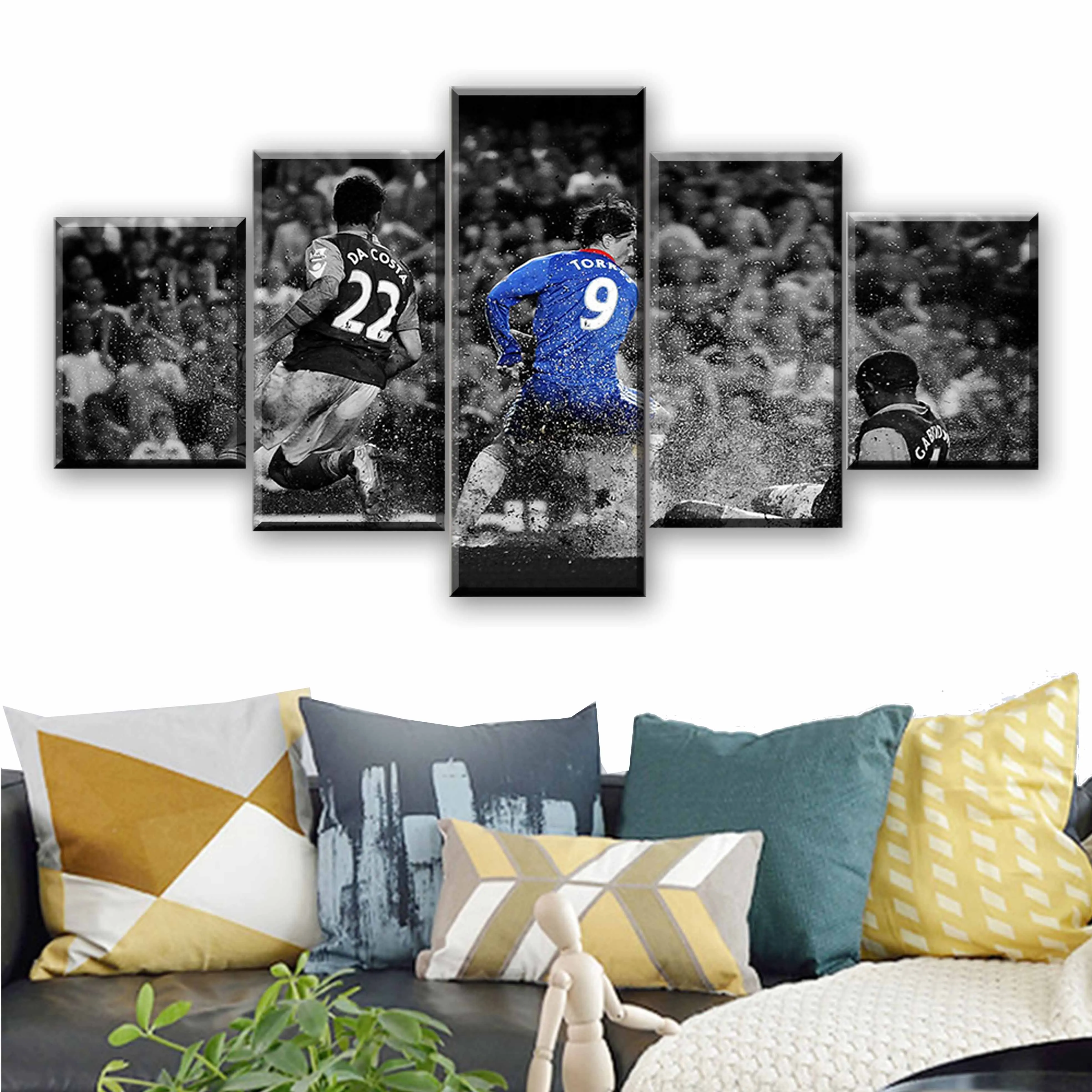 

Canvas Painting Fernando Torres Chelsea BW Football 5 Pieces Wall Art Painting Modular Wallpapers Poster Print Home Decor