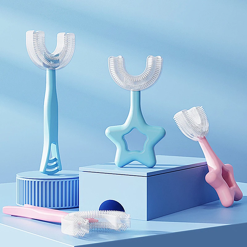 Baby Toothbrush Children 360 Degree U-shaped Child Toothbrush Teethers Soft Silicone Baby Brush Kids Teeth Oral Care Cleaning