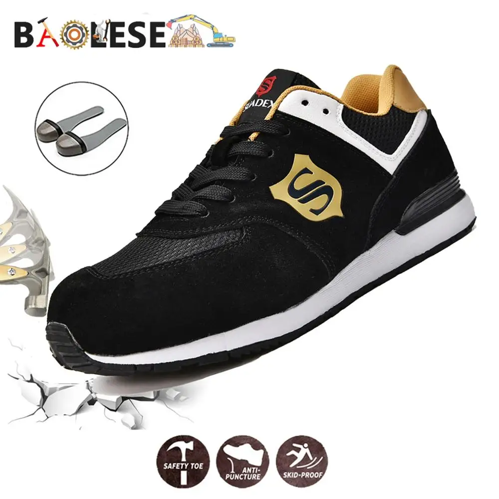 

BAOLESEM Man Safety Work Shoes Boots Men Work Sneakers Safety Work Shoes Lightweight Anti-smashing Safety Sneakers Protective