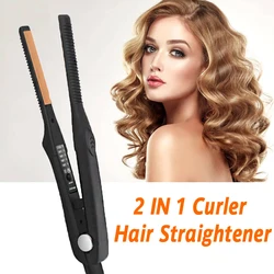 2 In 1 Flat Iron Hair Straightener&Curler Ceramic Hair Straightening Iron Hair Curling Waver Hair Crimper Hair Styling Tools