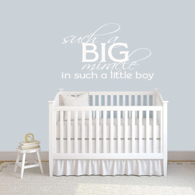 

Such Big Miracle in Such Little Boy Wall Stickers Nursery and Kids Room Baby Boy decoration Quote Shower Wall Decor decor HY233