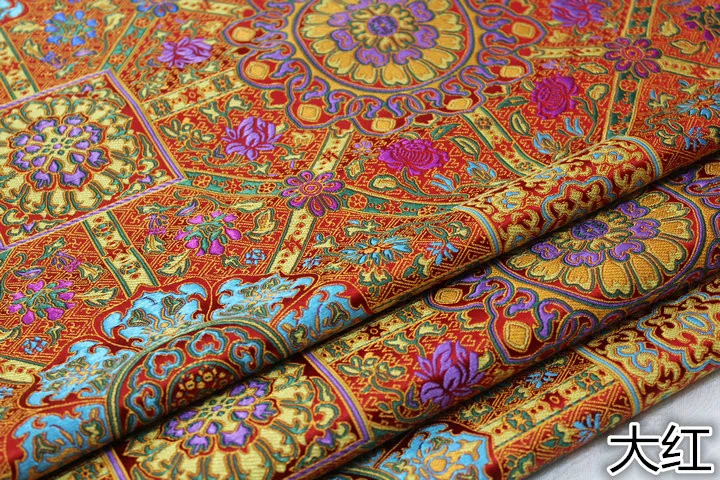 Китайский Чонсам монгольский халат буддийский материал декоративные Diy подушка ткань для подушек шелк, сатин, жаккард парча Yunjin ткань - Цвет: Red