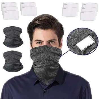 

2PCS Breathable Bandana Mask Dust-proof Sun-proof PM2.5 Tube Mask Cycling Mask with 10PCS Filter Pad for Men Women Outdoor