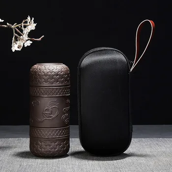 

Vibration Same Teaware Portable Travel Teaware Purple Sand Concentric Cup Happy Cup Ceramic Teaware