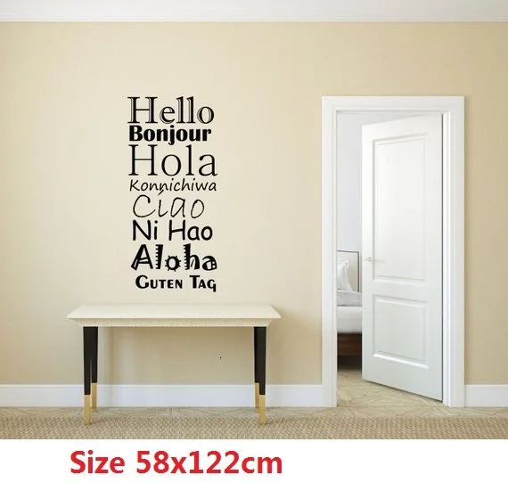 Hello Bonjour Family Welcome Wall Quotes Wall Decor Vinyl Lettering Love Friends Hola Decal Home Decoration Gift Wall Stickers Aliexpress