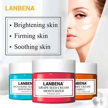 

LANBENA Face Cream Vitamin C Hyaluronic Acid Anti Wrinkle Anti Aging Moisturizing Serum Acne Treatment Whitening Facial Cream