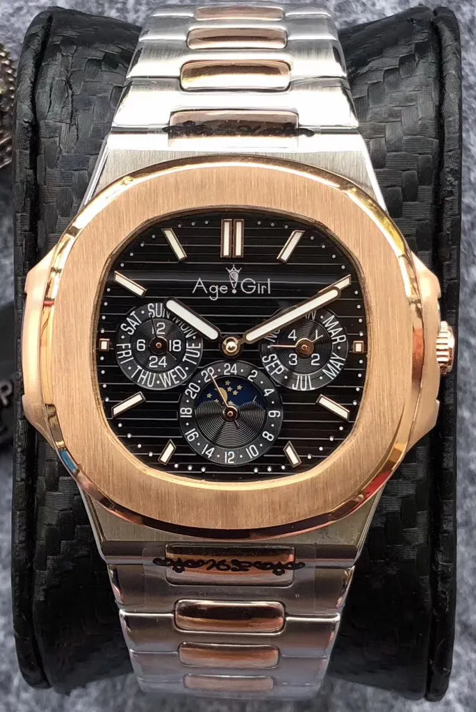 

Luxury Brand Automatic Mechanical Men Watch Sapphire Silver Rose Gold Transparent Moon Phase Watches Black Blue Grey White AAA+