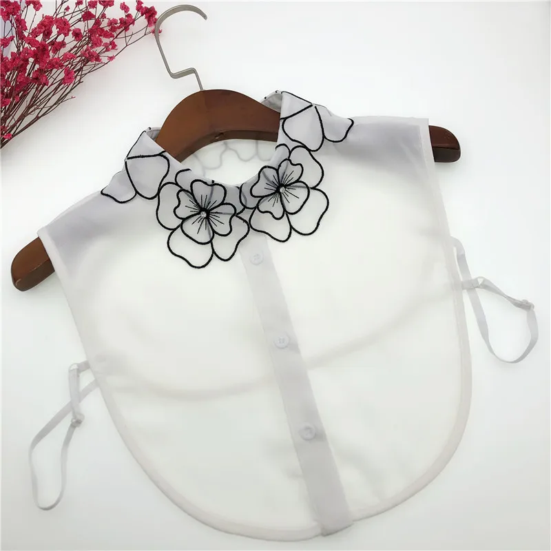 

Floral White Fake Collar for Women Shirt Detachable Collar Vintage Kraagie Nep Tie Blouse Half Shirt False Collar