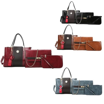 

3Pcs Women's Bag New Crossbody Shoulder Bag Trendy Bucket Bag Hit Color Handbag Set Handbag Combination Bag