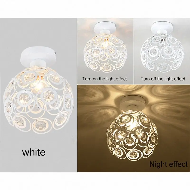 

Promotion! E27 white Creative crystal minimalist ceiling light Simple ceiling lamp bedroom alley Simple european iron lamp Cryst