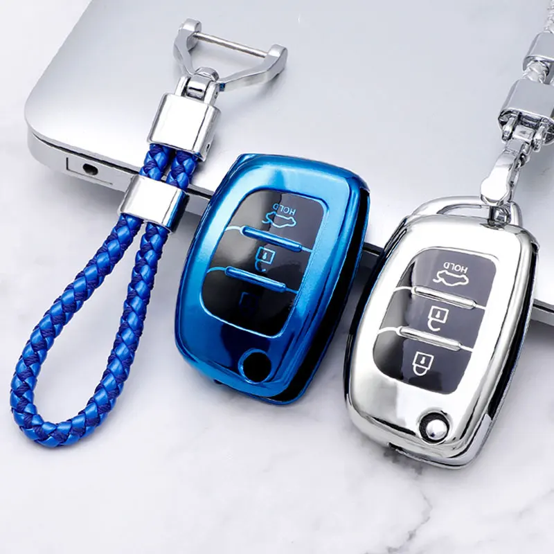 TPU Car Folding Key Case Cover Keychain for Hyundai I10 I20 Ix25 Ix35 Elantra Creta Solaris Tucson Sonata Santa Fe Sport Verna | Автомобили