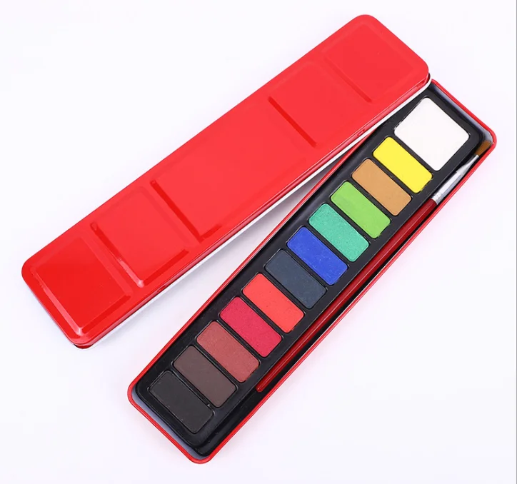 

12/18/24 Colors Professional Solid Watercolor Paints With brush Pen Portable Solid Watercolor Pigment For Drawing Art Supplies