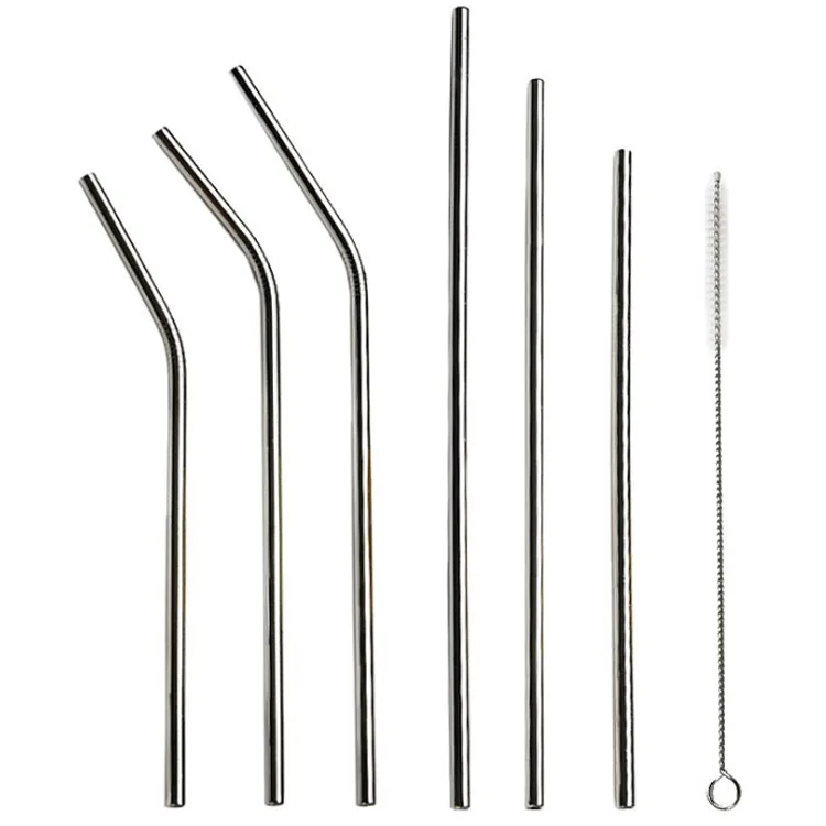 

-Repeated Use 304 Stainless Steel Straight Bent Straw Mixing Tube Beverage Fruit Juice Cold Drink Straw Non-Disposable