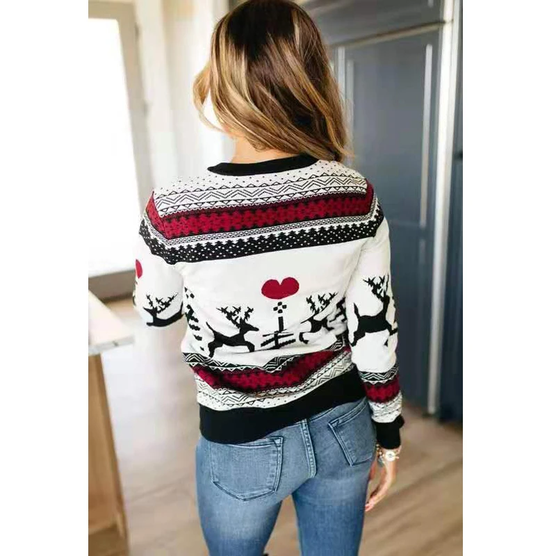 Рождественский свитер, зимние классические трикотажные пуловеры с принтом оленя размера плюс, уличная одежда с длинным рукавом, повседневные джемперы