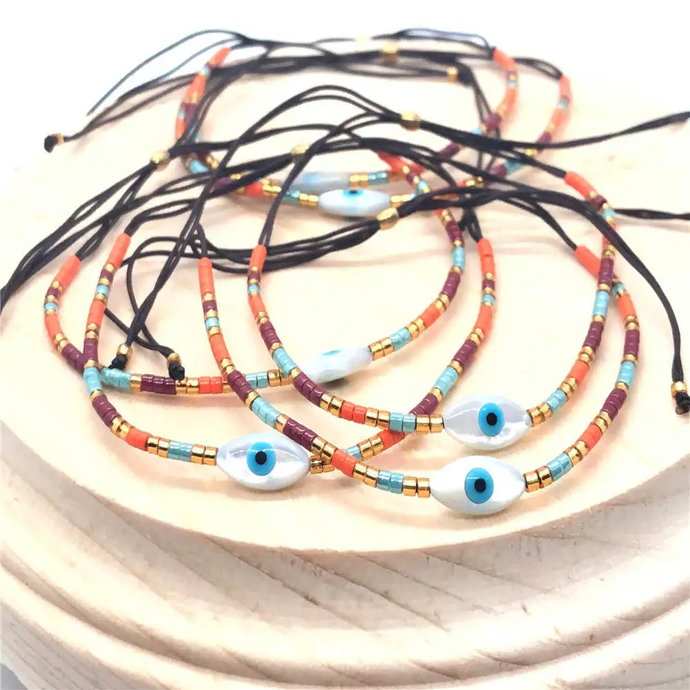 

Go2boho MIYUKI Evil Eye Bracelets Fatima Hand Bracelet Women Cross Pulsera Mujer 2019 Boho Chic Summer Beach Star Jewelry Bijoux