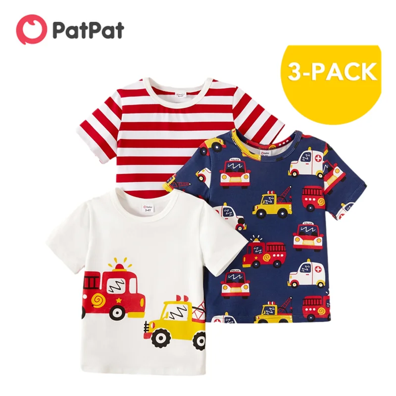 PatPat camisetas a rayas pequeños, ropa infantil de 3 piezas, de verano|Camisetas| - AliExpress