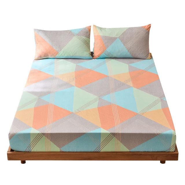 Dansunreve 24 Designs Bedsheets Geometric Printed Fitted Sheet With Elastic Cotton Blend Mattress Single Queen King|Sheet| - AliExpress