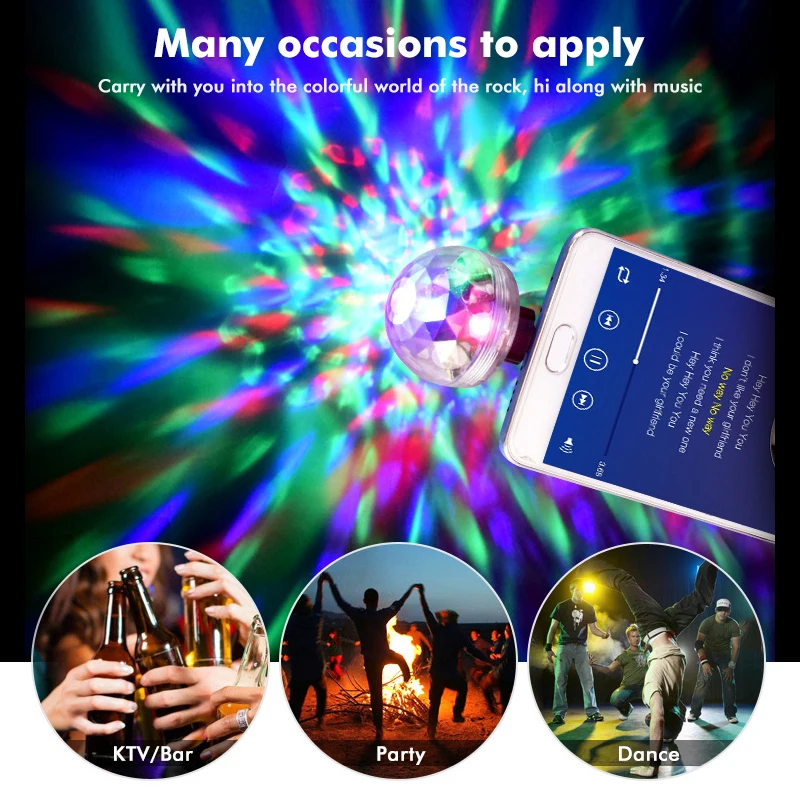

Car Accessories Interior Mini Portable USB Stage Disco Lights Family Magic Ball Light Party Club Mobile Phone USB Light Ornament