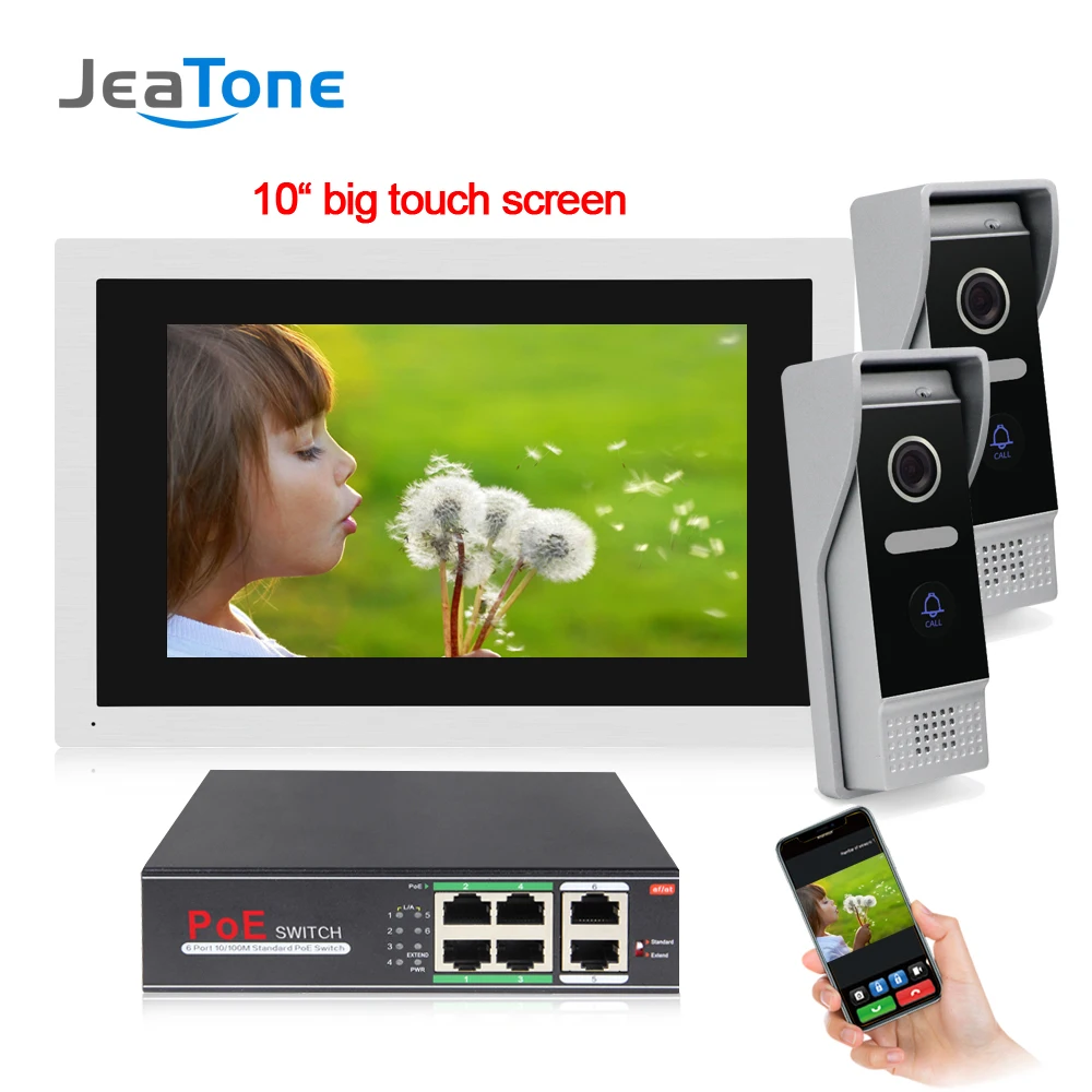 buy 720P HD 10 inch Touch Screen WiFi IP Video Door Phone Video Intercom 2 Doors Home Access Control System Mobile App Remote Unlock