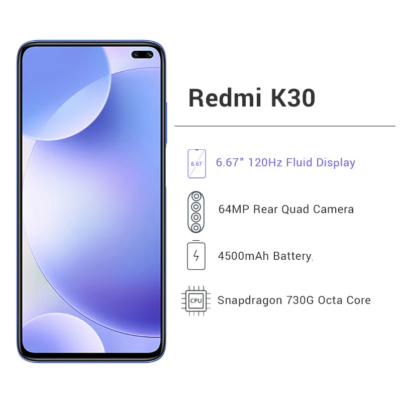  Global Rom Xiaomi Redmi K30 4G Snapdragon 730G 6GB 64GB Smartphone Octa Core 64MP Quad Camera 6.67'