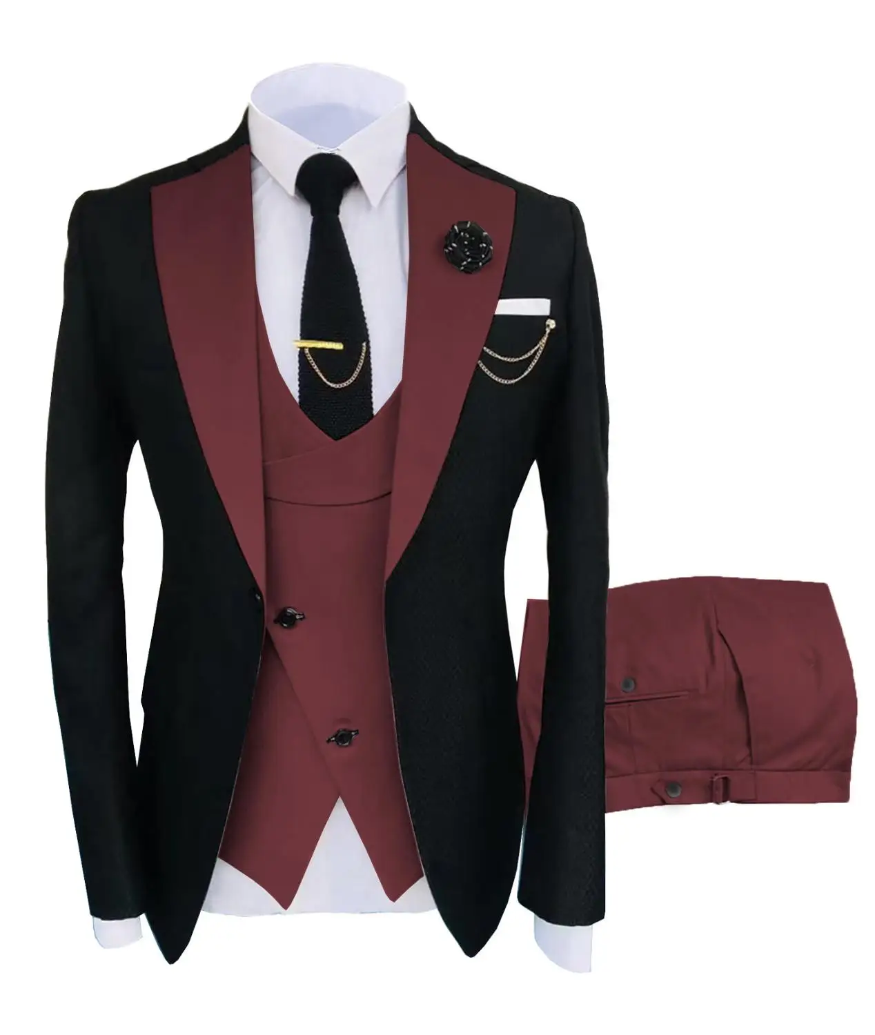 Nuovo Costume Homme abbigliamento popolare palcoscenico da festa di lusso abito da uomo Groomsmen Regular Fit smoking 3 Peice Set giacca + pantaloni + gilet