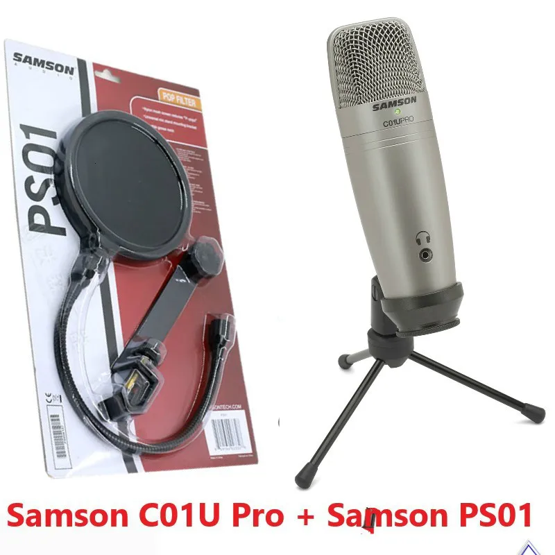 

Usb Studio Condenser Supercardiod Samson C01u Pro Microphone With Tripod Stand & Ps01 Mic Pop Filter Screen For Reduce Plosives