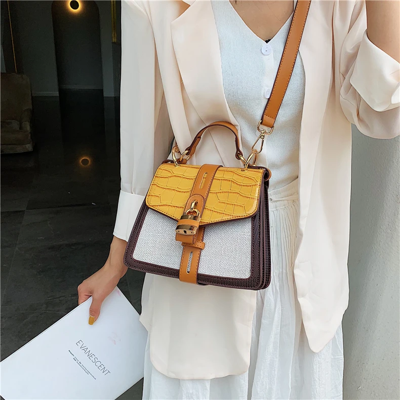 Burminsa маленький крокодиловый принт женские сумки-мессенджеры корейский стиль пэчворк дизайн женские сумки на плечо высокое качество сумка