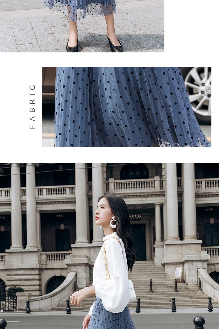 new autumn dot mesh skirt maxi women pleated pink skirts velvet winter long skirts for ladies streetwear jupe mujer