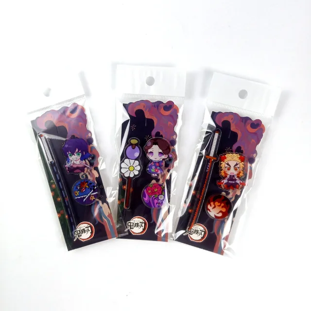 Anime Demon Slayer Rengoku Kyoujurou Tanjirou Nezuko Zenitsu Inosuke Hashira Nichirin Sword blade Acrylic Brooch badge Bookend