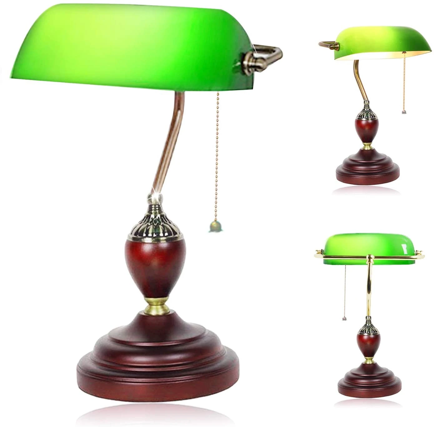 Lámpara de escritorio clásica de estilo banquero, pantalla ovalada de cristal de alabastro, lámpara de lectura, lámparas de mesa Retro|Lámparas de - AliExpress