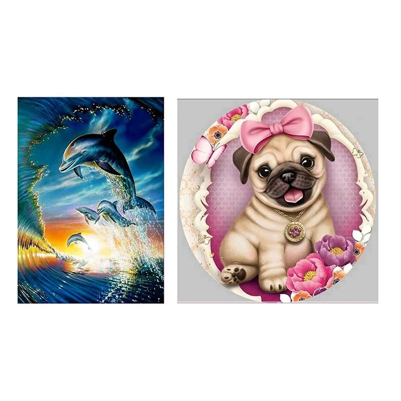 Hot XD-2 Set 5D DIY Diamond Painting Animal Embroidery Patterns Cross Stitch Rhinestone Home Decor Dog &amp Dolphin | Дом и сад